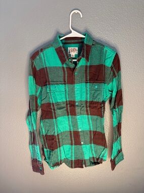 Kirra Plaid Teal and Brown Plaid Button-Up Shirt